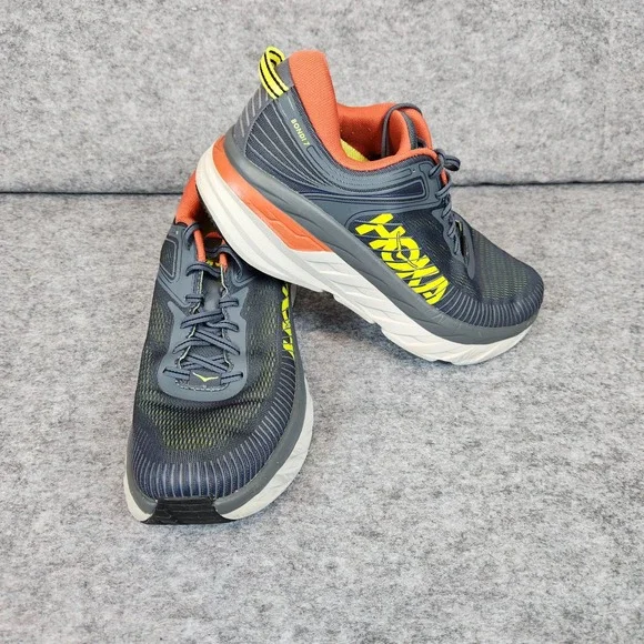 Hoka One One Bondi 7 Running Shoes Men 9 Grey Road Cushion Sneakers 1110518 TCHL - Picture 1 of 8